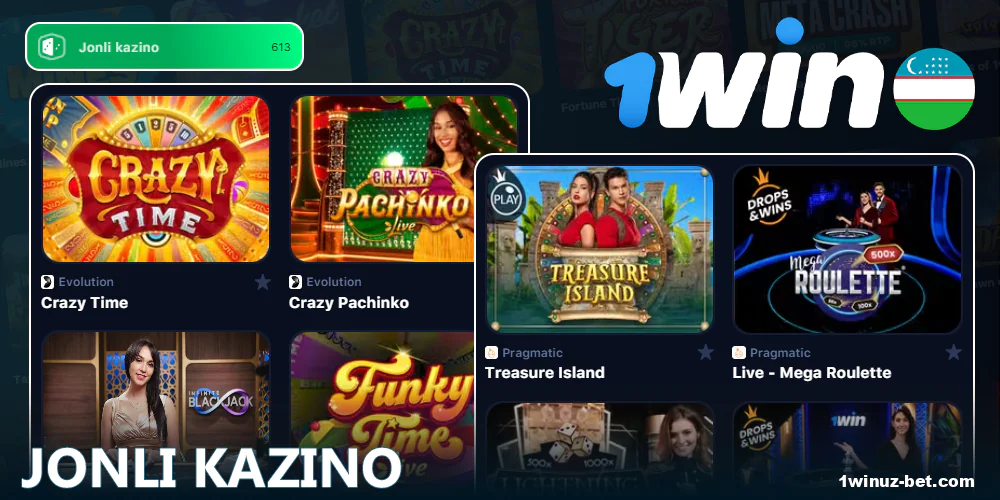 1win qimor platformasiga qo'shiling, 12,000 dan ortiq kazino o'yinlarini o'ynang. Aylantirib, 500% xush kelibsiz bonusi va 30% naqd puldan foydalaning. Katta turnirlarda jekpot yoki sovrinlar yutib olishni sinab ko'ring.
